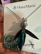 Iridescent beetle necklace