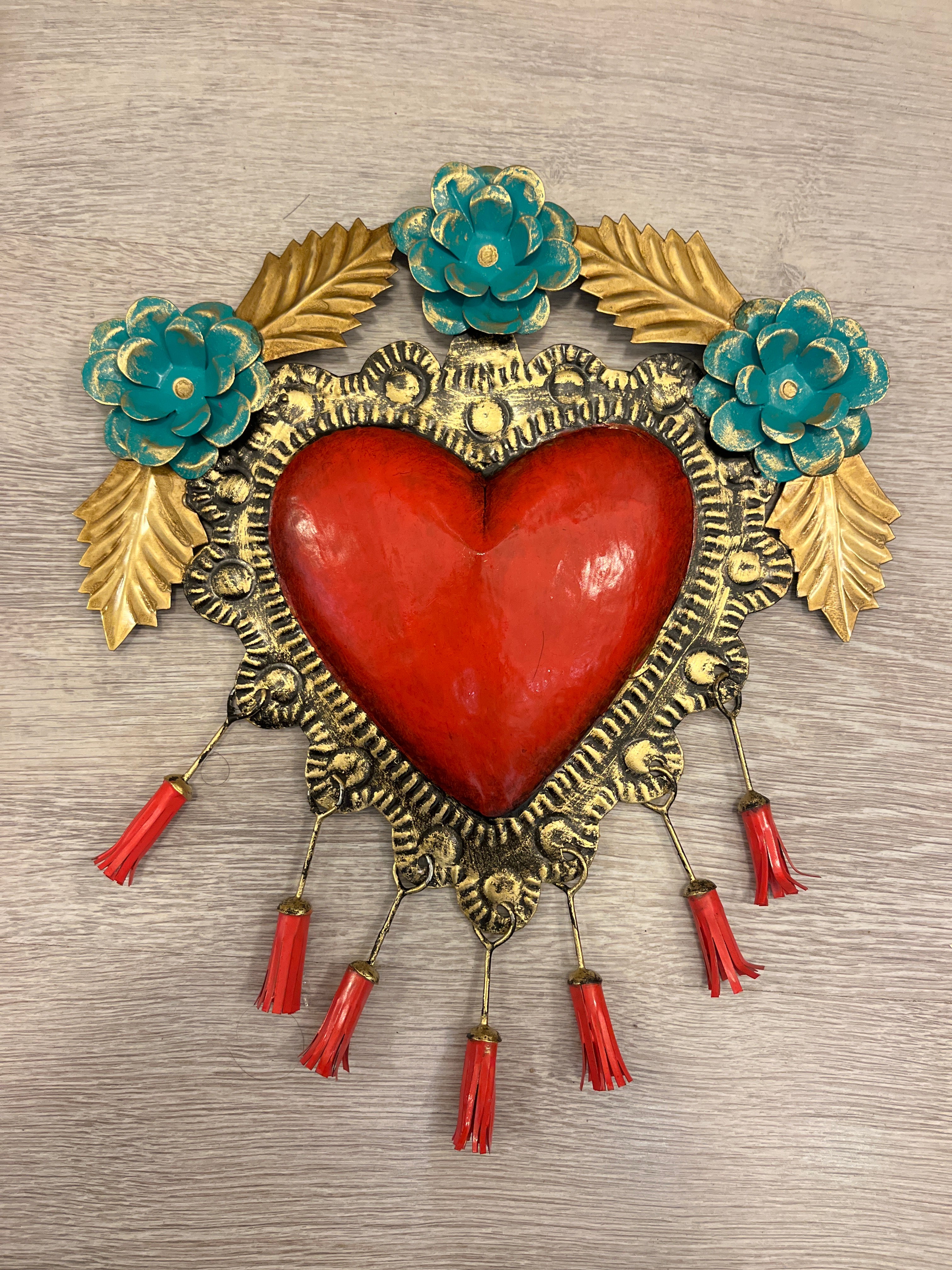 Heart with pompoms and flowers