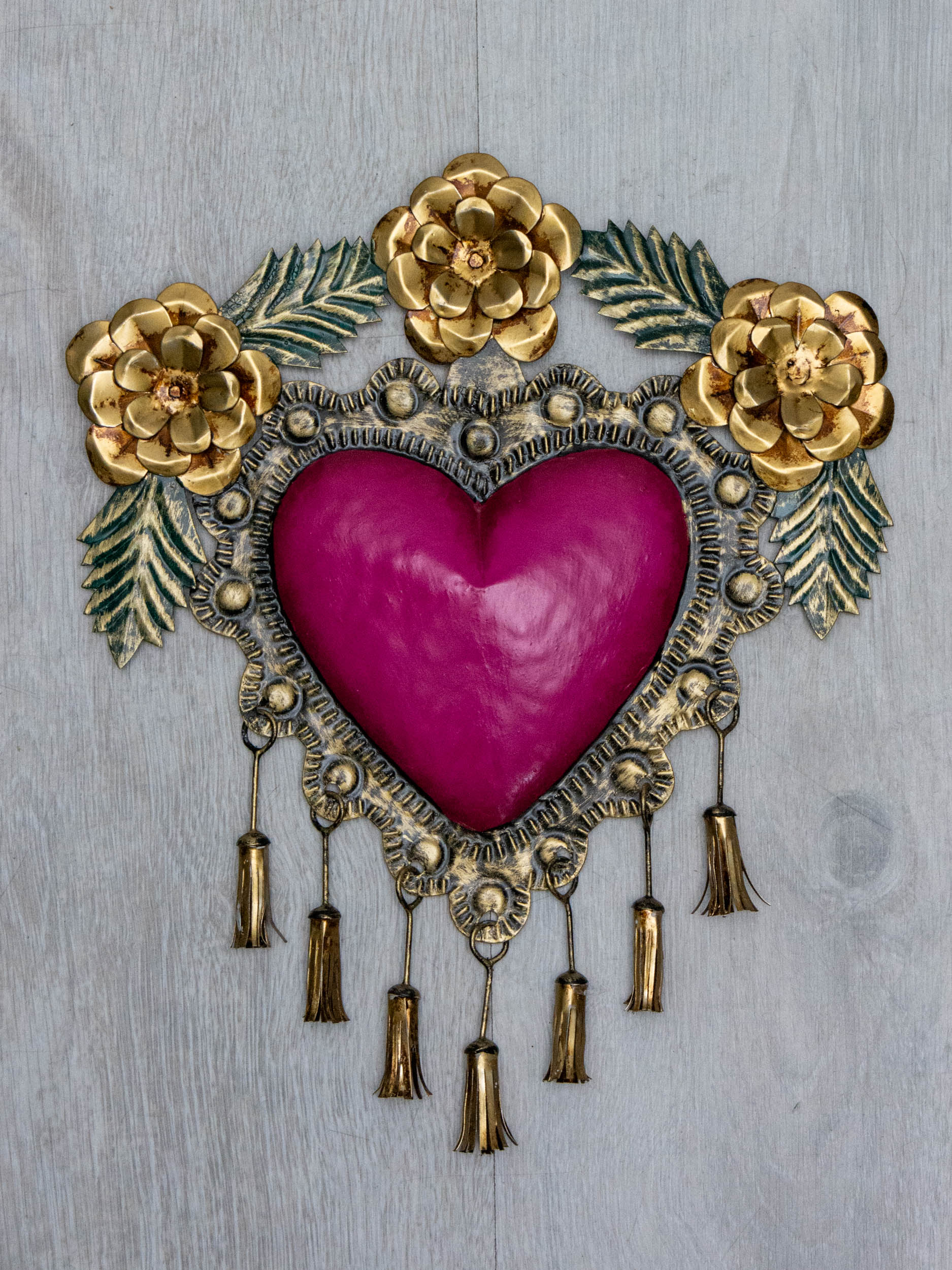 Heart with pompoms and flowers