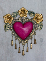 Heart with pompoms and flowers