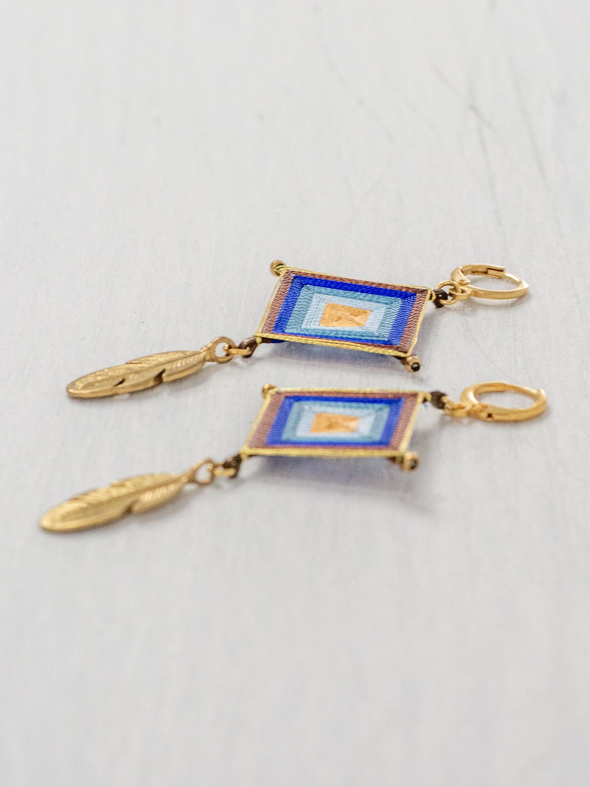 Aretes ojos de dios con plumas