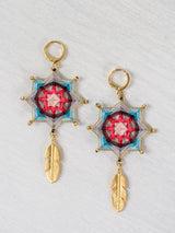 Aretes mandala estrella con plumas chicos