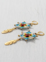 Aretes mandala estrella con plumas chicos