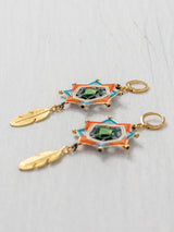 Small star mandala earrings with feathers