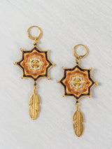 Aretes mandala estrella con plumas chicos
