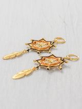 Small star mandala earrings with feathers