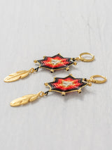 Small star mandala earrings with feathers