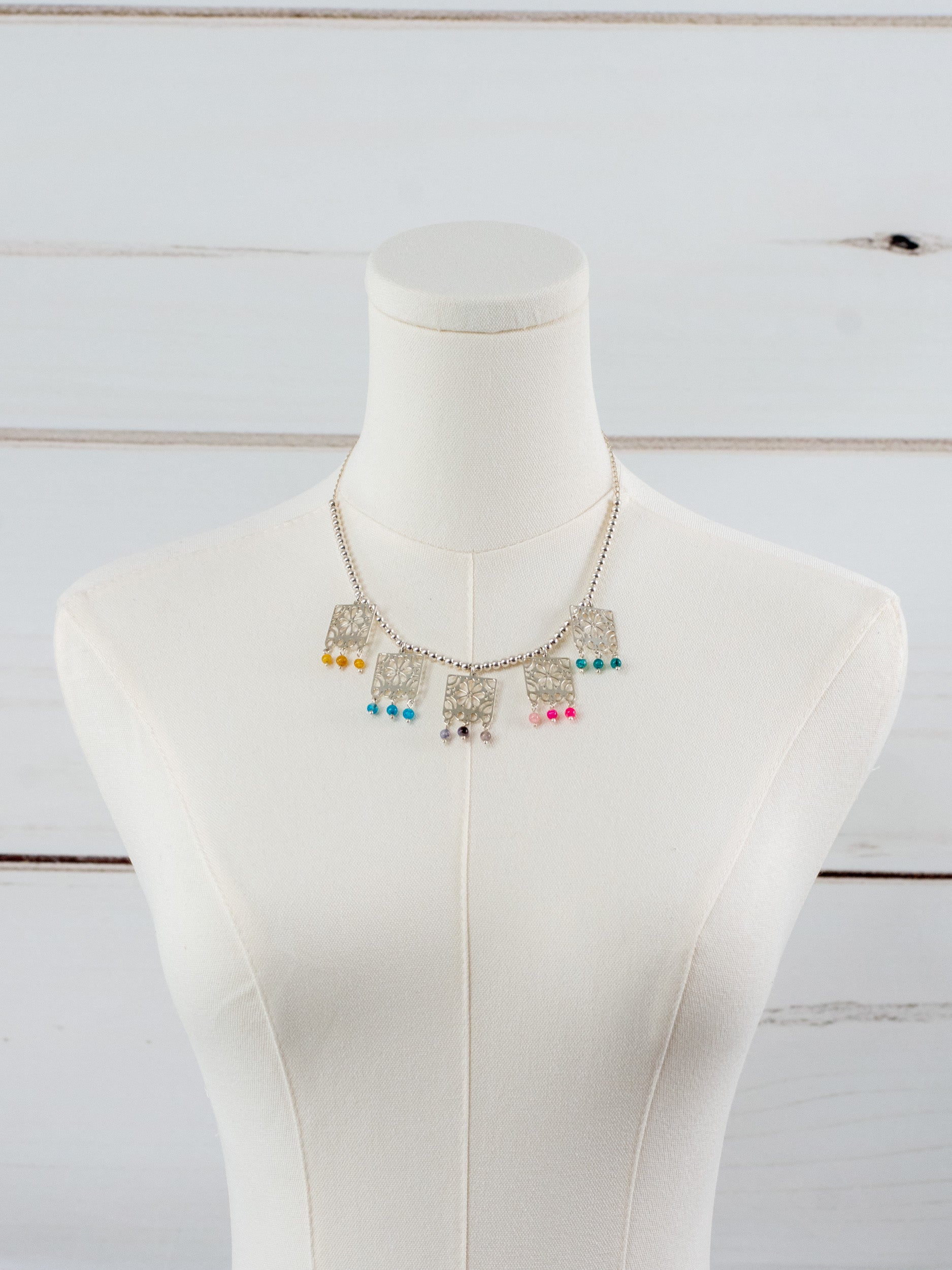 Large flower papel picado necklace