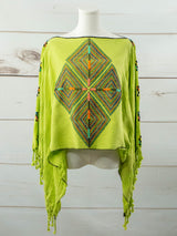 Cancuc short diamond-patterned poncho