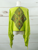Cancuc short diamond-patterned poncho