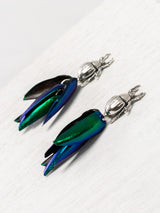 Iridescent beetle stud earrings