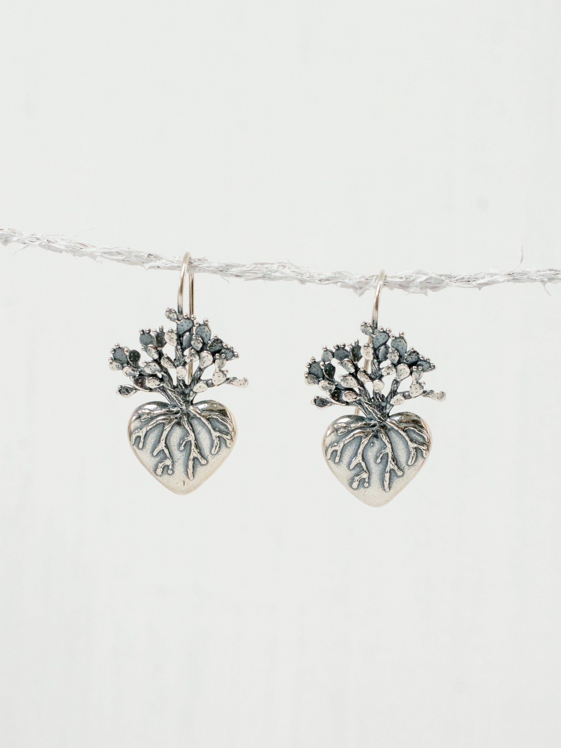 Large heart prickly pear earrings