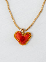 Mini embroidered heart necklace