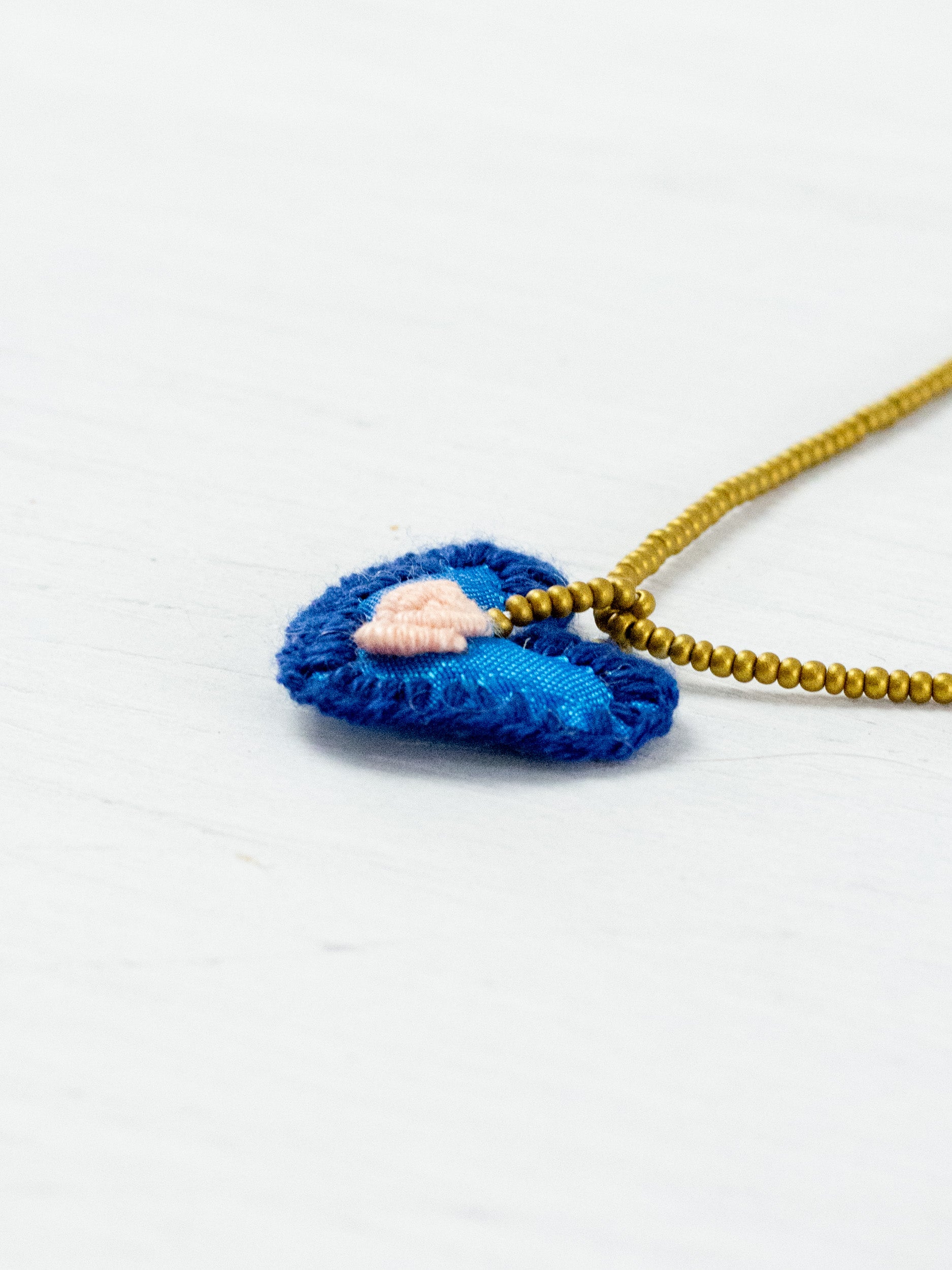 Mini embroidered heart necklace