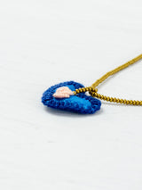Mini embroidered heart necklace