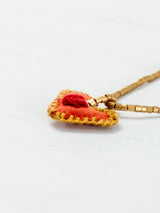 Mini embroidered heart necklace