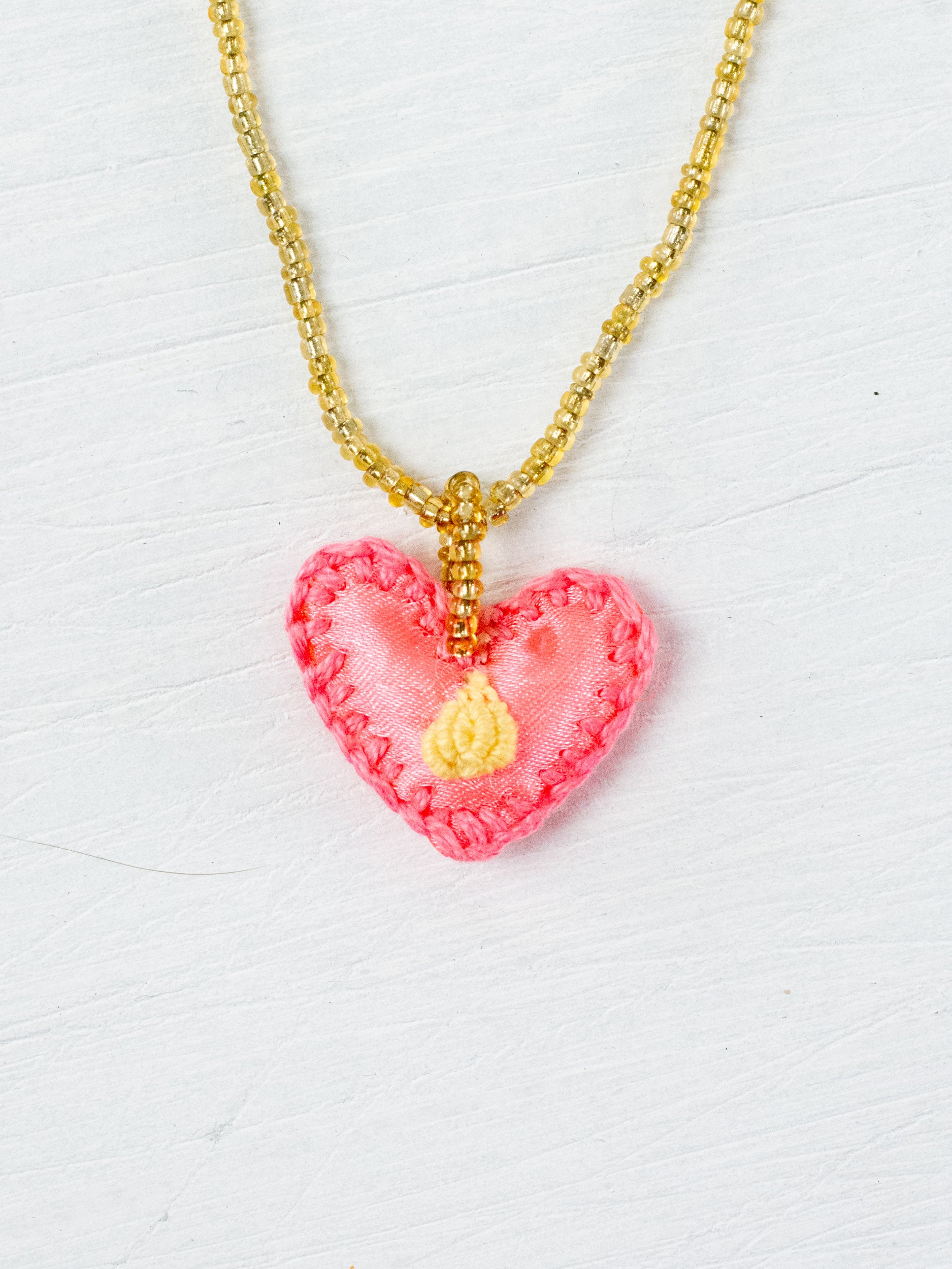 Mini embroidered heart necklace