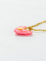 Mini embroidered heart necklace