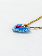 Mini embroidered heart necklace