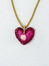 Mini embroidered heart necklace