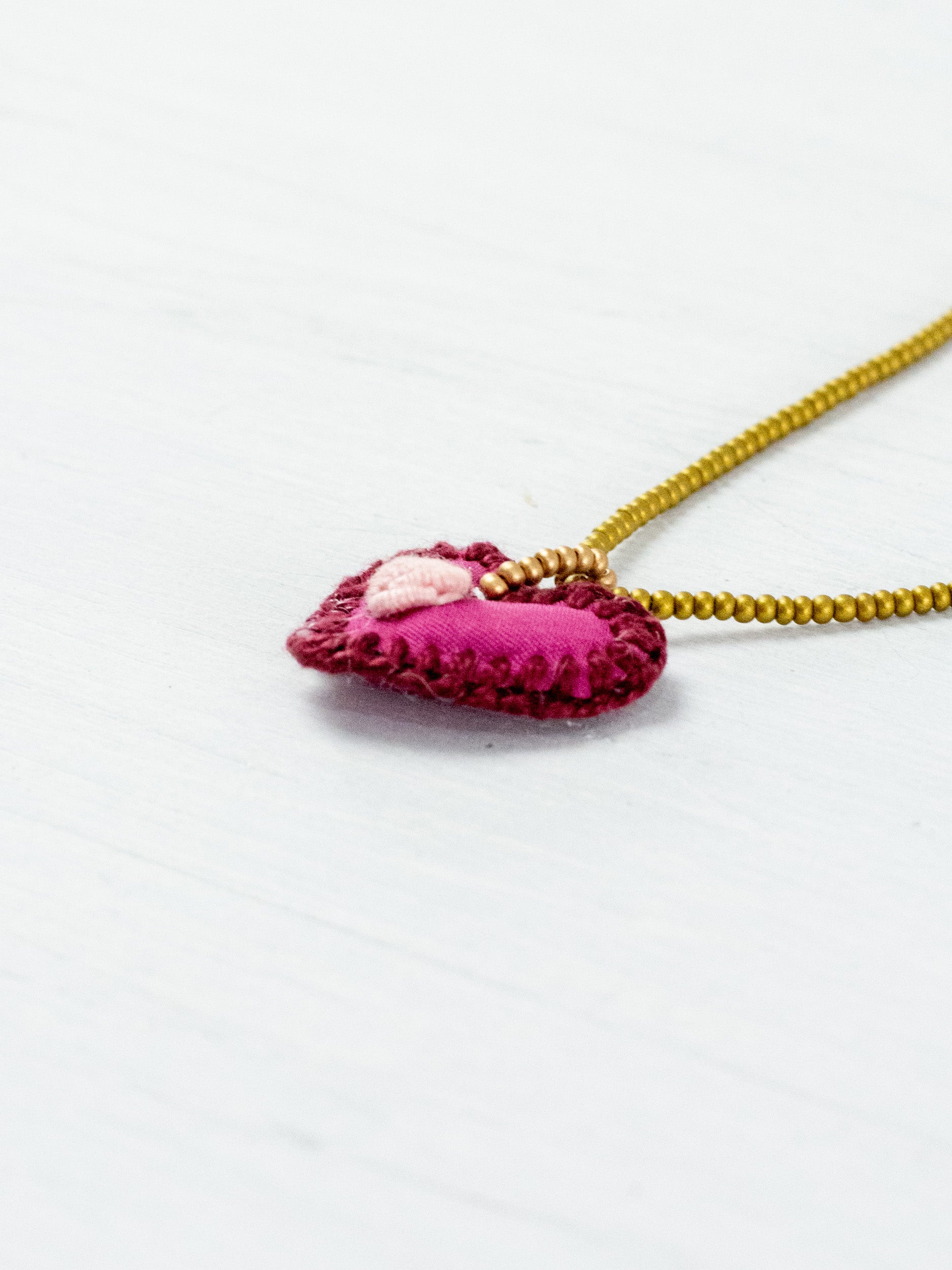 Mini embroidered heart necklace