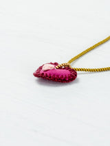 Mini embroidered heart necklace