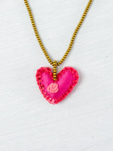 Mini embroidered heart necklace