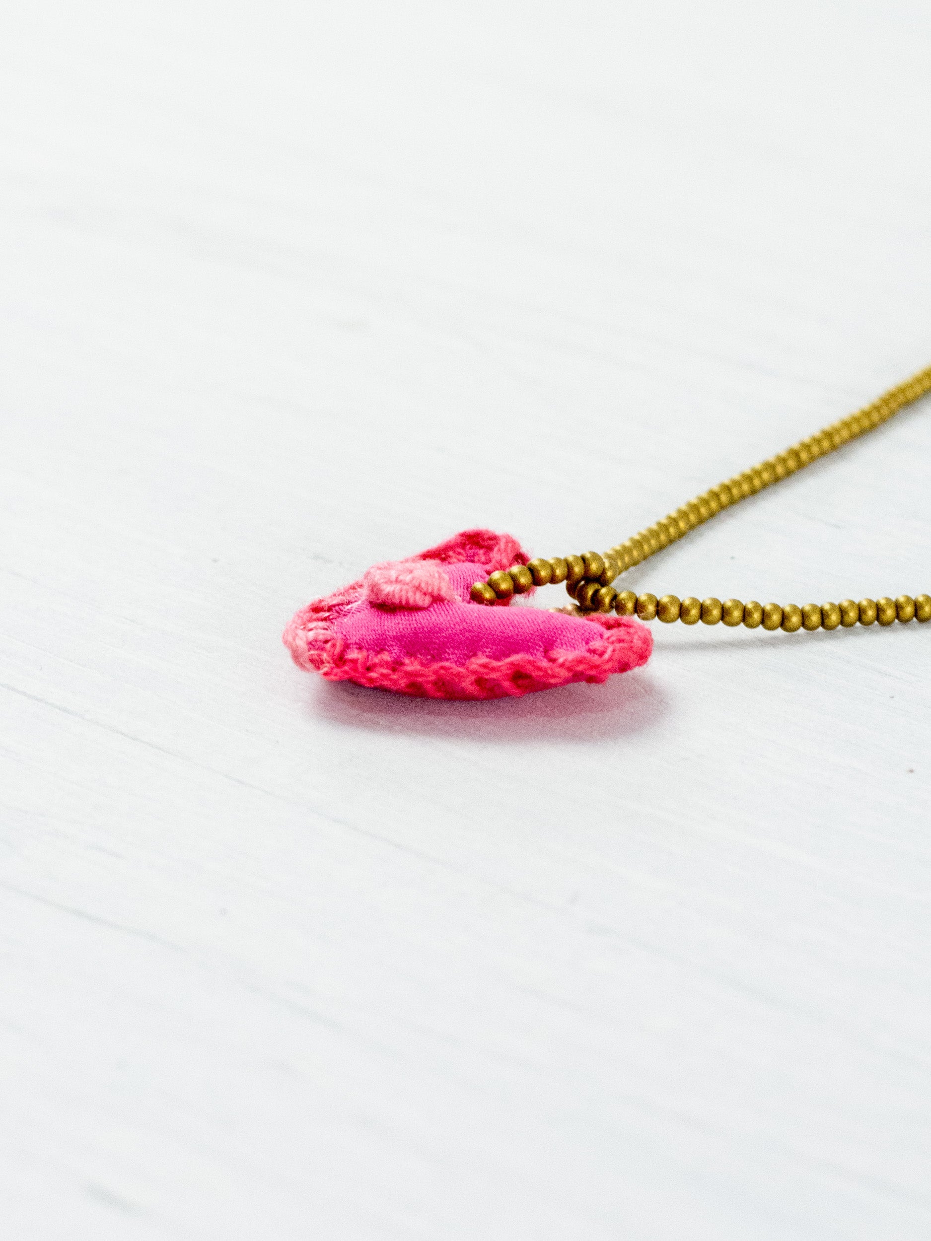 Mini embroidered heart necklace