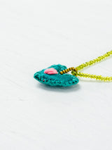 Mini embroidered heart necklace