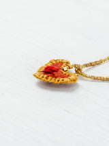 Mini embroidered heart necklace