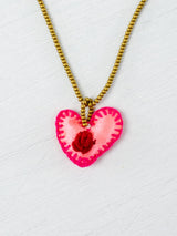Mini embroidered heart necklace