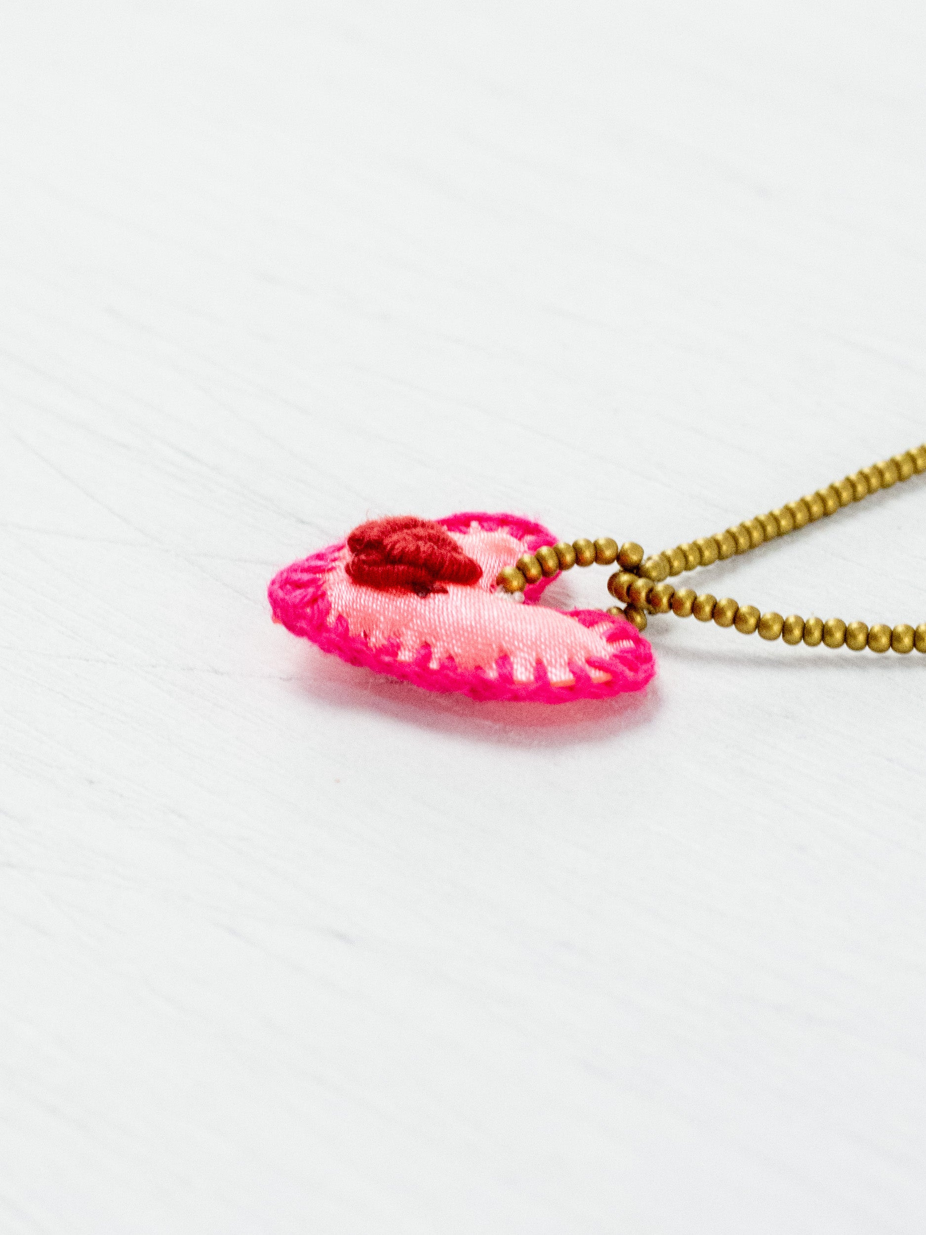 Mini embroidered heart necklace