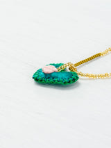 Mini embroidered heart necklace