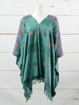 Long poncho two frayed lines Chiapas