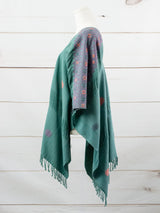 Long poncho two frayed lines Chiapas