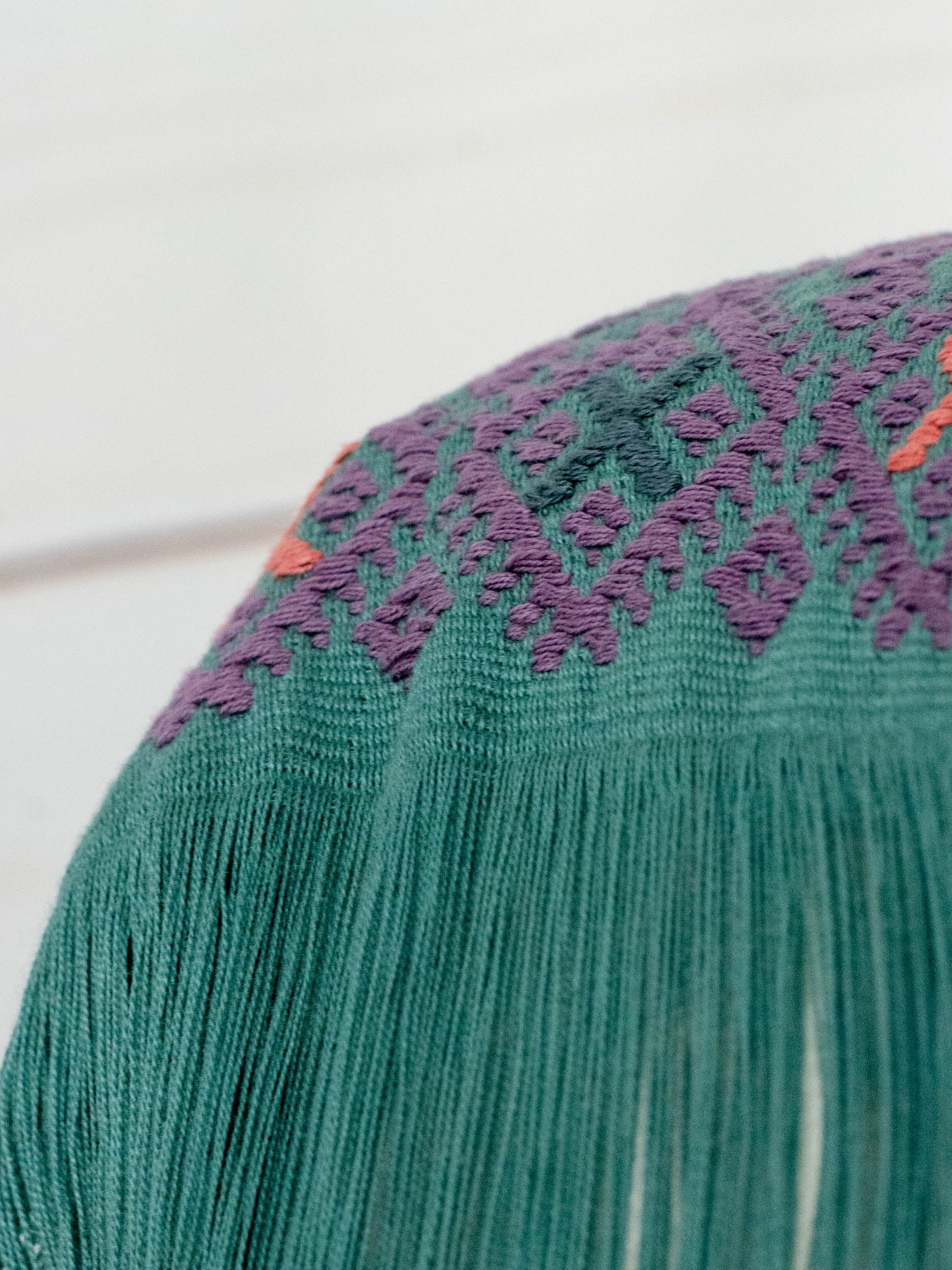 Long poncho two frayed lines Chiapas