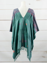 Long poncho two frayed lines Chiapas