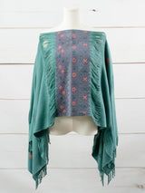 Long poncho two frayed lines Chiapas
