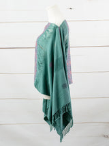 Long poncho two frayed lines Chiapas