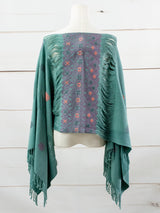 Long poncho two frayed lines Chiapas