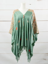 Long poncho two frayed lines Chiapas