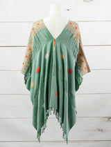 Long poncho two frayed lines Chiapas