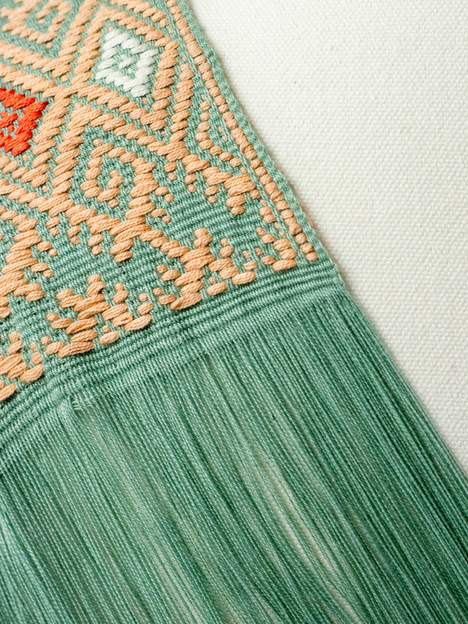 Long poncho two frayed lines Chiapas