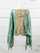Long poncho two frayed lines Chiapas