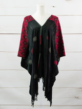 Long poncho two frayed lines Chiapas