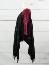 Long poncho two frayed lines Chiapas