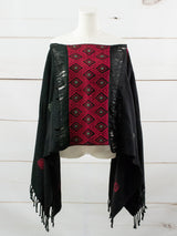 Long poncho two frayed lines Chiapas