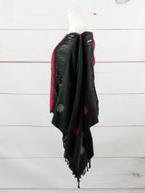 Long poncho two frayed lines Chiapas
