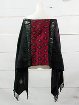 Long poncho two frayed lines Chiapas