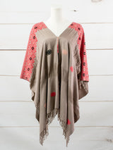 Long poncho two frayed lines Chiapas